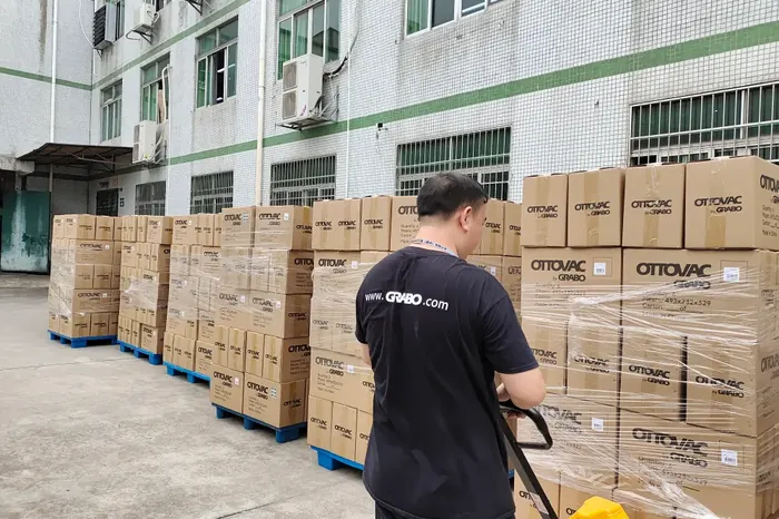 Pallets of boxed products ready to ship